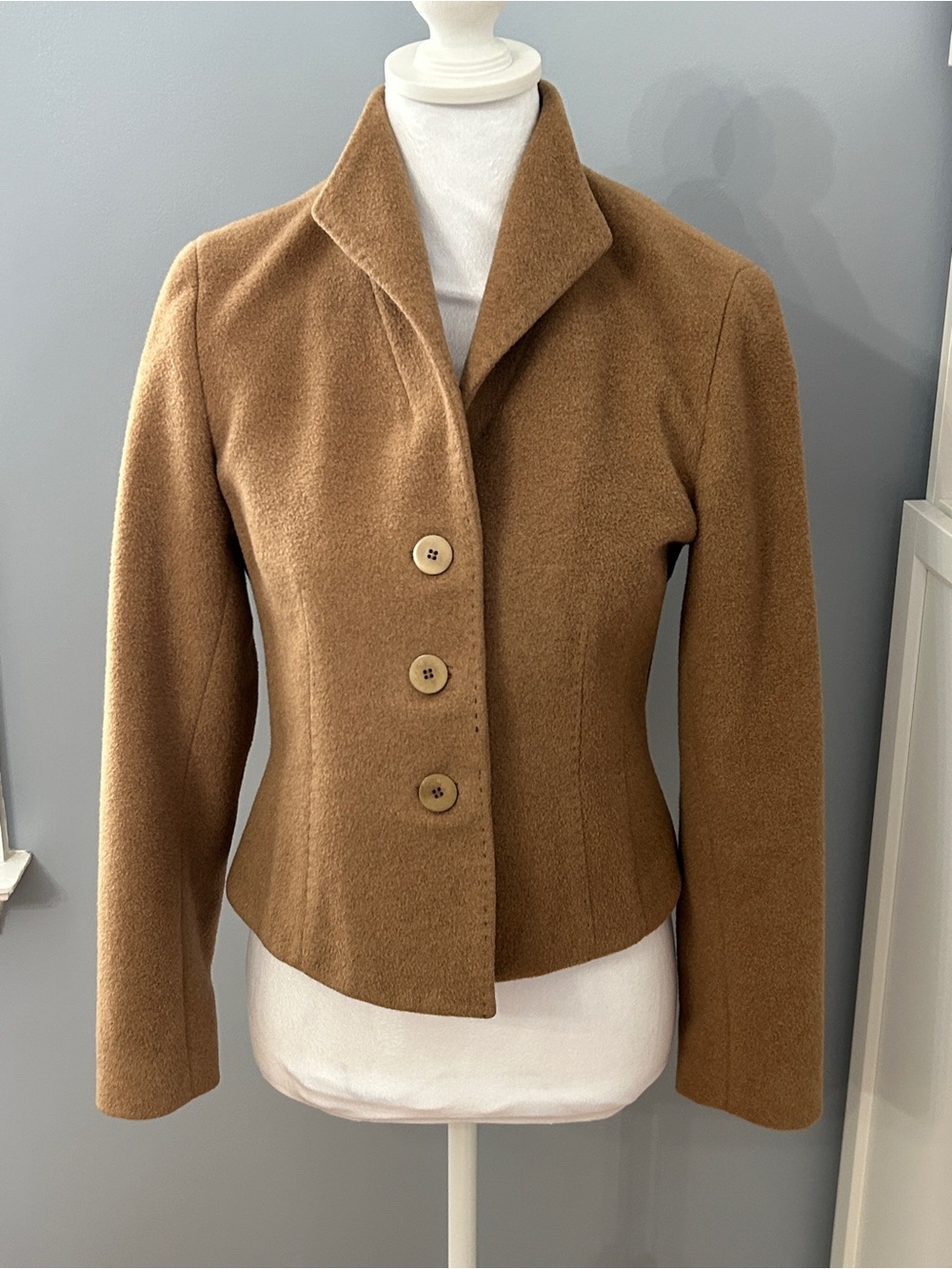 Lafayette 148 New York 100%  Camel Hair Short Jacket Blazer Petite 4 Tan Brown